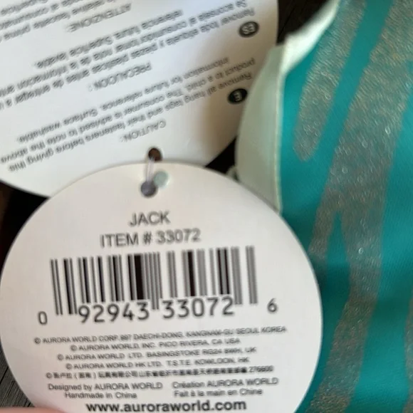 Mermaid and pirate dolls plush Jack by Aurora Cloth with yarn hair 14” - Picture 5 of 6